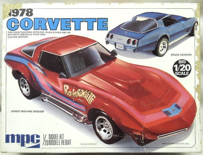 MPC 1/20 1978 Chevrolet Corvette - Stock or Street Machine 'Rainbowvette', 1-7830 plastic model kit